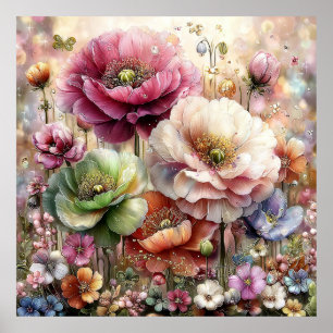 Mooie lente bloemen muurkunst 3a poster