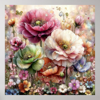 Mooie lente bloemen muurkunst 3a poster
