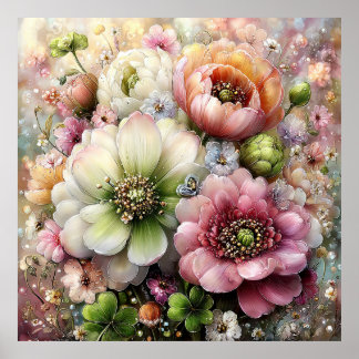Mooie lente bloemen muurkunst 3b poster
