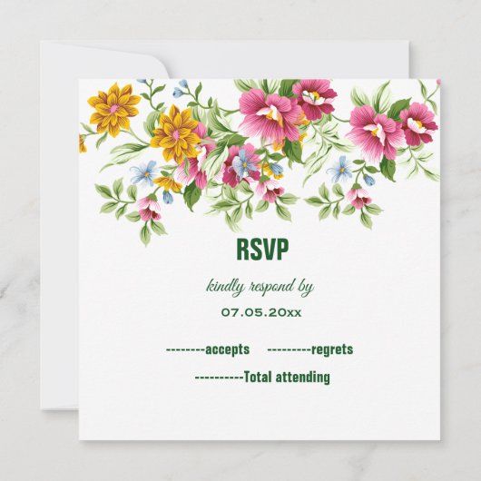 Mooie Lente Bloemen Trouw RSVP Kaart (Achterkant)
