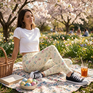 Mooie lente bloemenprint - Pastel ditsy bloemen Leggings