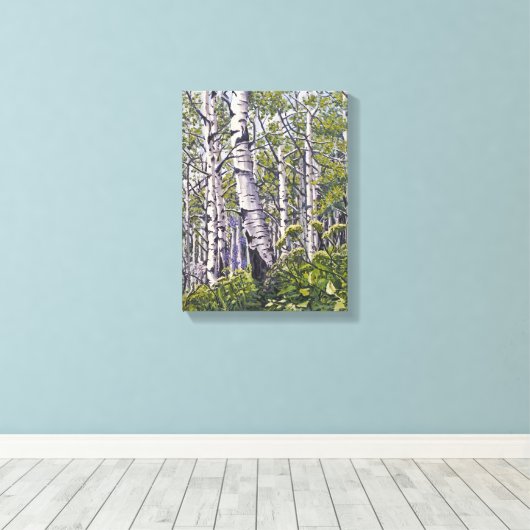 Mooie lente-espenbomen Canvasprint Canvas Afdruk (Insitu (Houten vloer))