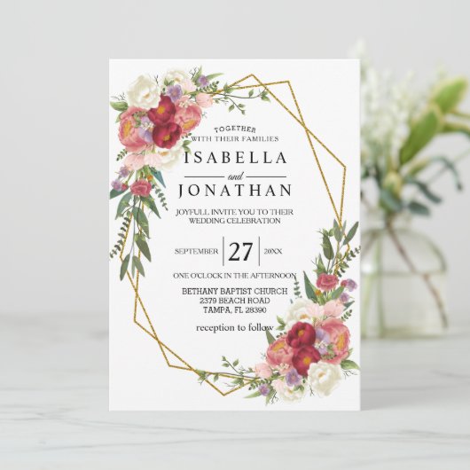 Mooie lente-Floral-uitnodiging Kaart (Staand voorkant)