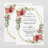 Mooie lente-Floral-uitnodiging Kaart (Voorkant / Achterkant)