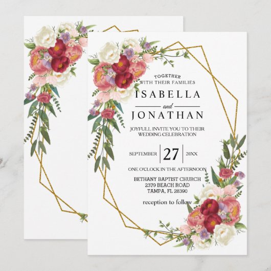 Mooie lente-Floral-uitnodiging Kaart (Voorkant / Achterkant)