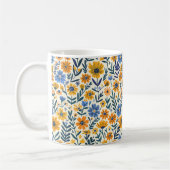 Mooie lente geel blauw Girly Wildflowers Koffiemok (Links)