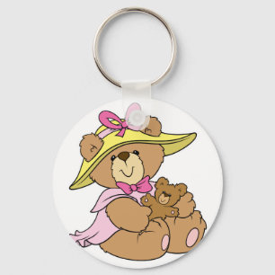 Mooie lente hoed teddybeer sleutelhanger