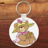 Mooie lente hoed teddybeer sleutelhanger (Voorkant)