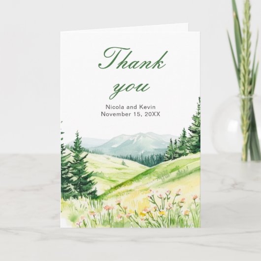 Mooie lente landschap bruiloft bedankkaart (Voorkant)