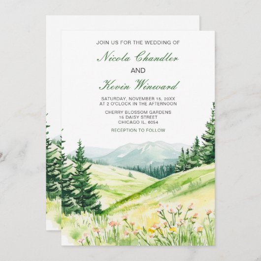 Mooie lente landschap bruiloft kaart (Voorkant / Achterkant)