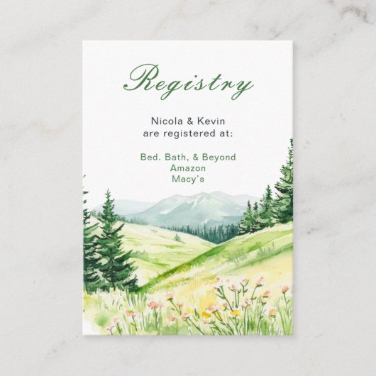 Mooie lente landschap bruiloft register informatiekaartje (Voorkant)