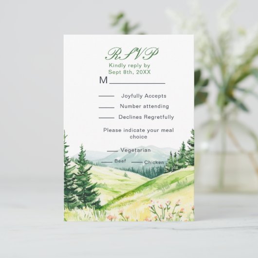 Mooie lente landschap bruiloft RSVP (Staand voorkant)
