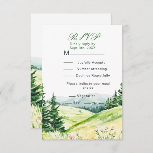 Mooie lente landschap bruiloft RSVP (Voorkant / Achterkant)