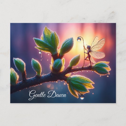 Mooie lente natuur met miniatuur pixie kunst briefkaart (Voorkant)
