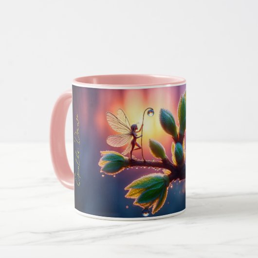 Mooie lente natuur met miniatuur pixie kunst mok (Voorkant links)
