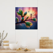 Mooie lente natuur met miniatuur pixie kunst poster (Keuken)