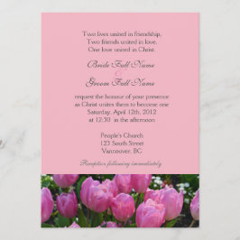 Mooie lente roze tulp bloemen christelijke bruilof kaart