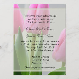 Mooie lente roze tulp bloemen christelijke bruilof kaart
