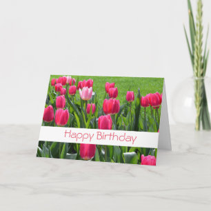 mooie lente roze tulp bloemen gelukkige verjaardag kaart
