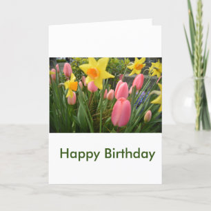 mooie lente roze tulp bloemen verjaardag kaart