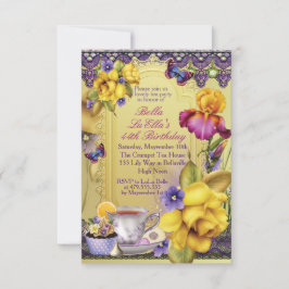 Mooie Lente Thee Party Verjaardagsfeestuitnodiging Kaart