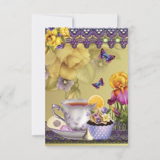 Mooie Lente Thee Party Verjaardagsfeestuitnodiging Kaart (Achterkant)