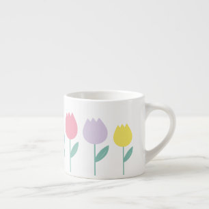 Mooie lente tulpen pastel bloemen espresso kop