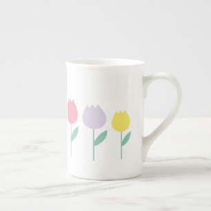 Mooie lente tulpen pastel bloemen porselein kop