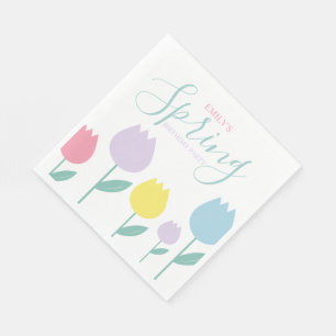 Mooie lente tulpen pastel bloemen verjaardagsfeest servet