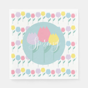 Mooie lente tulpen pastel bloemen verjaardagsfeest servet