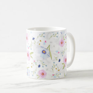 Mooie lente waterverf bloemen door storeman. koffiemok