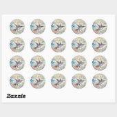 Mooie lente Waterverf Bloemen kolibrie Ronde Sticker (Vel)