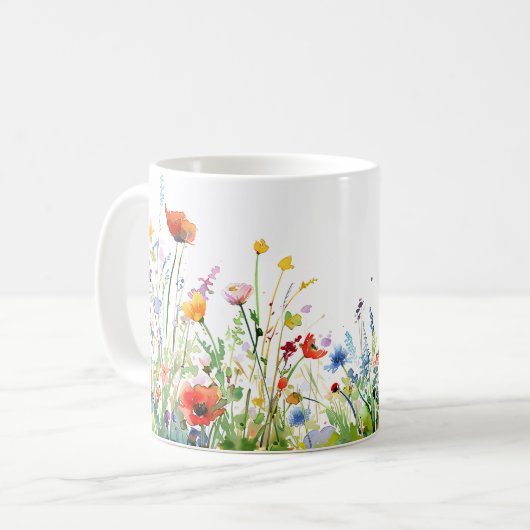 Mooie lente weide bloemen wrap koffiemok (Voorkant links)