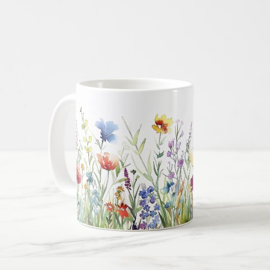 Mooie lente weide bloemen wrap koffiemok (Voorkant links)