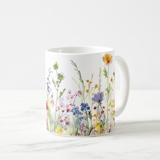 Mooie lente weide bloemen wrap koffiemok (Voorkant rechts)