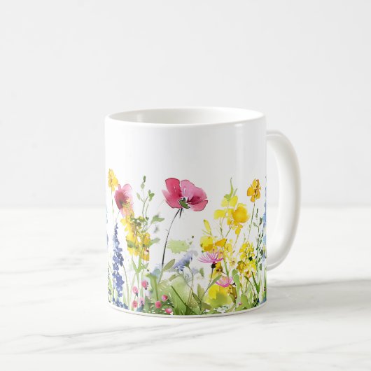 Mooie lente weide bloemen wrap koffiemok (Voorkant rechts)