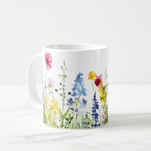 Mooie lente weide bloemen wrap koffiemok (Voorkant links)