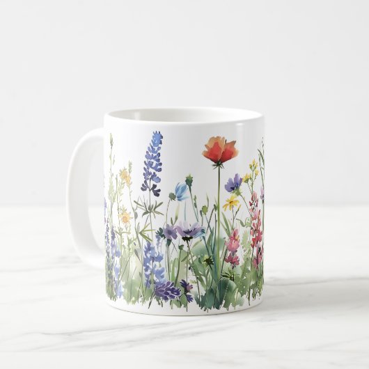 Mooie lente weide bloemen wrap koffiemok (Voorkant links)