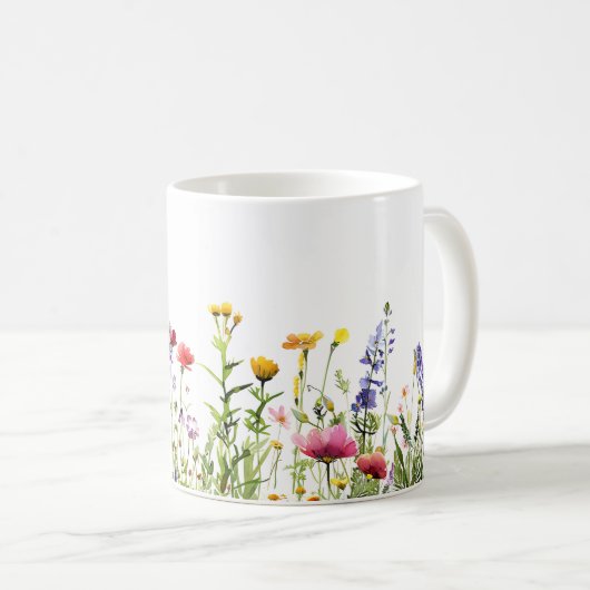Mooie lente weide bloemen wrap koffiemok (Voorkant rechts)