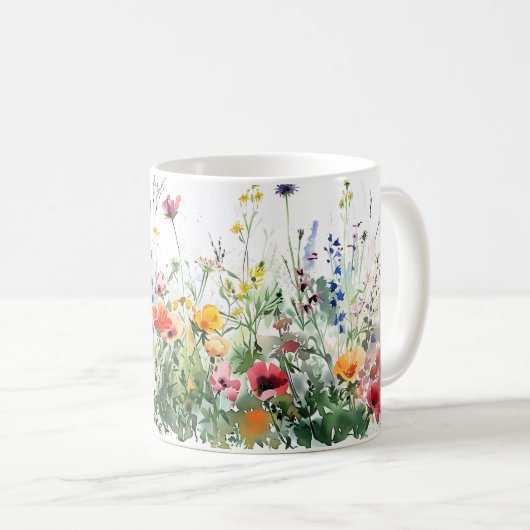 Mooie lente weide bloemen wrap koffiemok (Voorkant rechts)
