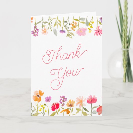 Mooie lente wilde bloemen bloem bruidsdouche bedankkaart (Voorkant)