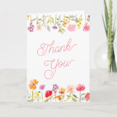 Mooie lente wilde bloemen bloem bruidsfeest bedankkaart (Voorkant)