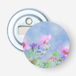 Mooie lente wilde bloemen button flesopener