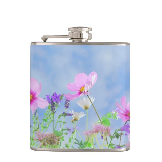 Mooie lente wilde bloemen heupfles (Voorkant)