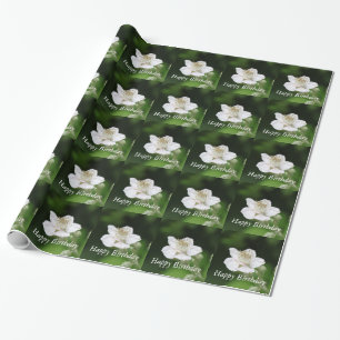 Mooie lente witte frambozen bloem fotografie cadeaupapier
