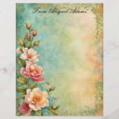 Mooie lentebloemen vervaagd decoratieve rand briefhoofd (Voorkant)