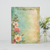 Mooie lentebloemen vervaagd decoratieve rand briefhoofd (Staand voorkant)