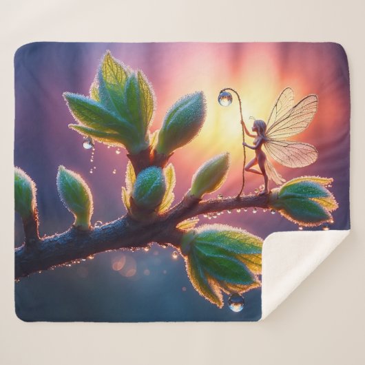 Mooie lentenaard met miniatuur pixie-kunst sherpa deken (Voorkant (horizontaal))