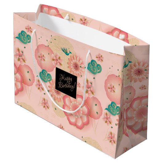 Mooie lentepieperen tuinbloemen op zaterdag groot cadeauzakje (Achterkant Gekanteld)