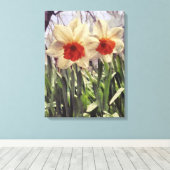Mooie lentesschilderbloem canvas afdruk (Insitu (Houten vloer))